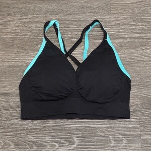 Women's Black and Blue Sports Bra